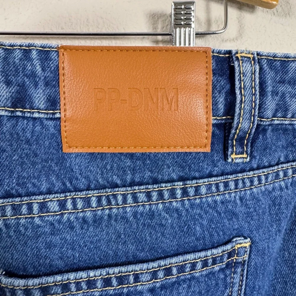 Princess Polly Y2K Denim Mini Skirt Mid Wash Blue Size 12 Lower Impact NWT